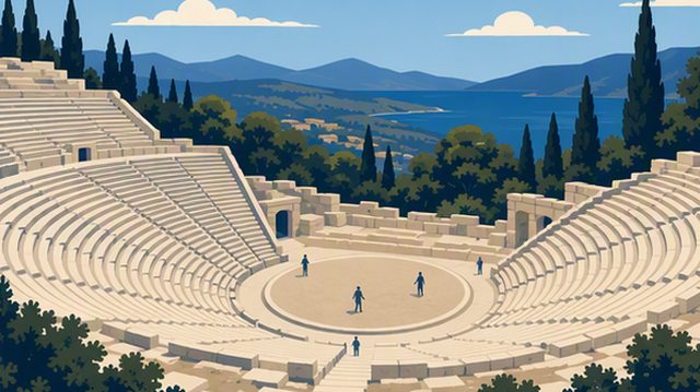 Illustration of an ancient Greek open air amphitheatre